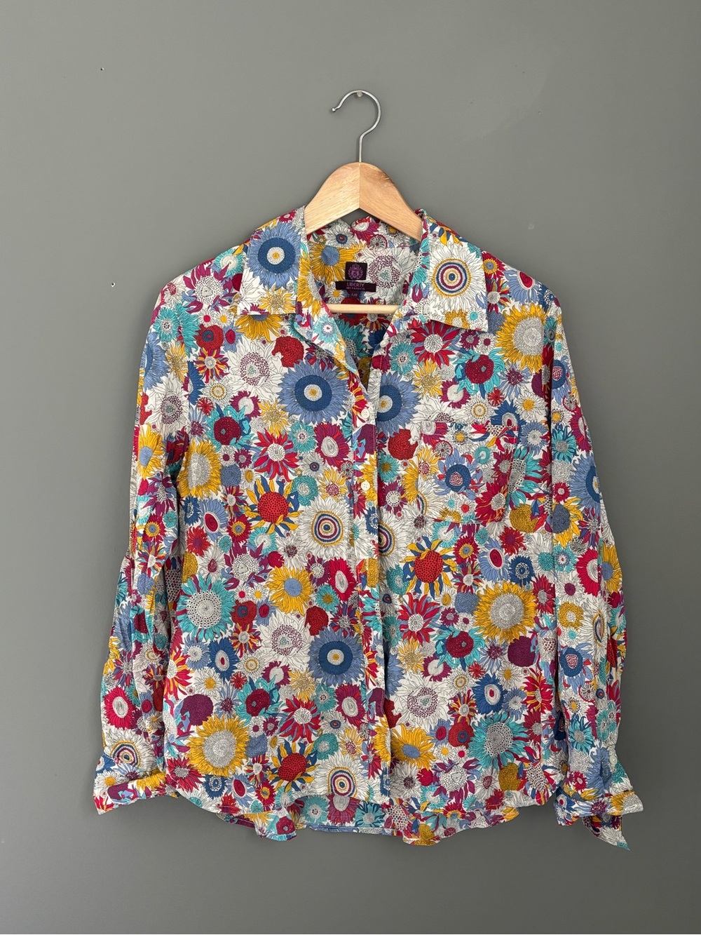Rare Vintage Liberty of London Sunflowers Shirt Long Sleeve | size Large